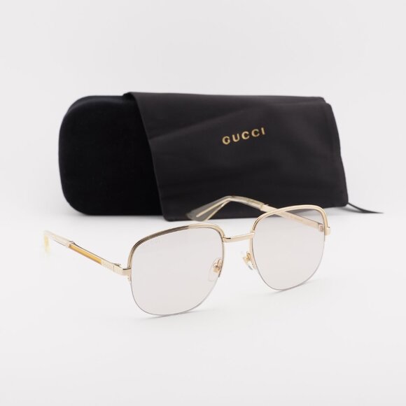 Gucci GG0777S 001 Square Sunglasses - Gold/Transparent - Picture 6 of 9